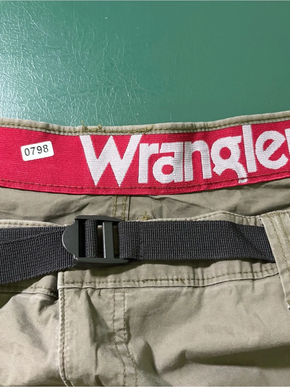 Wrangler Olive Green Hybrid Shorts with Webbing Belt